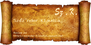 Szünder Klaudia névjegykártya